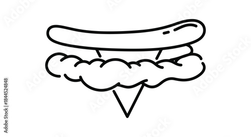 Hot dog floating in the air with cloud