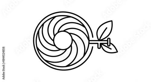 Simple line art lollipop with leaf