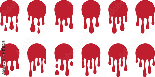 Blood red splash design stain. Bloodstain drop red splatter paint vector blob icon.