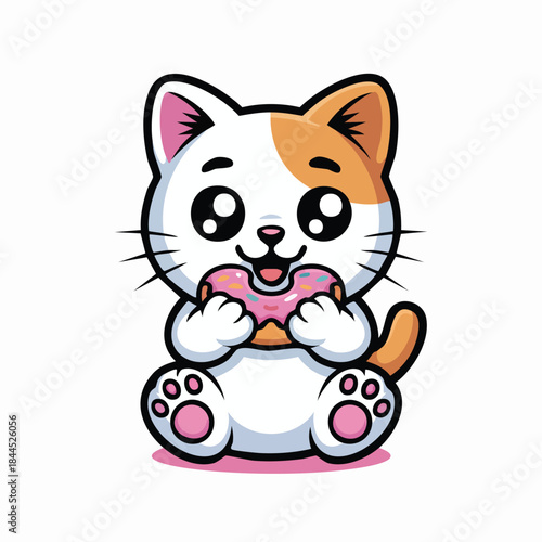 Kawaii Chibi Cat with Donut