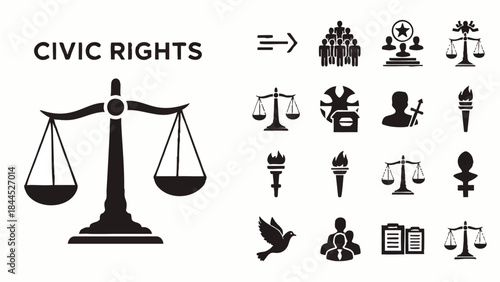 Civic Rights Scales Justice Equality Symbols.