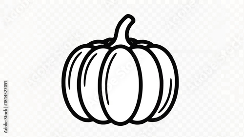 Black line drawing of a pumpkin.