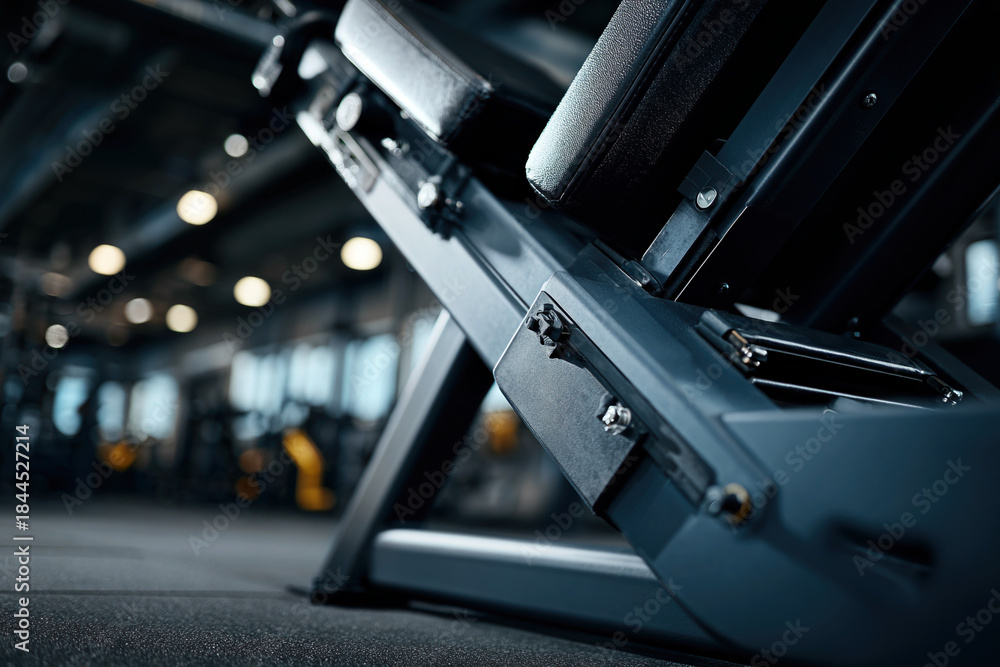 Fototapeta premium Detailed close-up of leg press machine in a clean and modern
