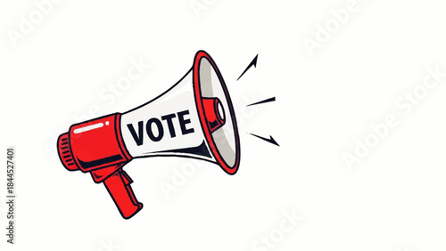 Red Megaphone with Vote Message.