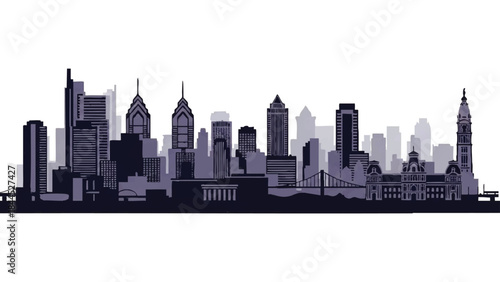 New York City skyline silhouette buildings.