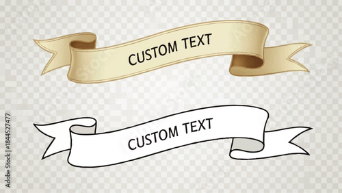 Ribbon banners with custom text.