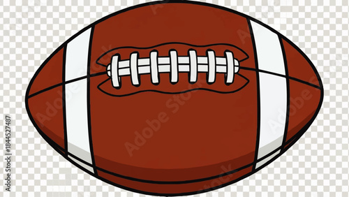 American football ball with laces.