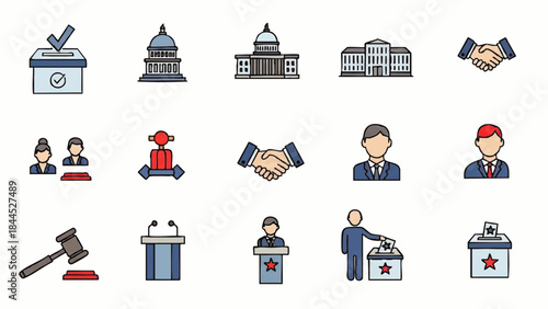 Collection of Politics and Government Icons.