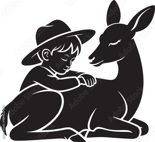 Cute dree with boy sleping  baby vector illustration cartoon animal