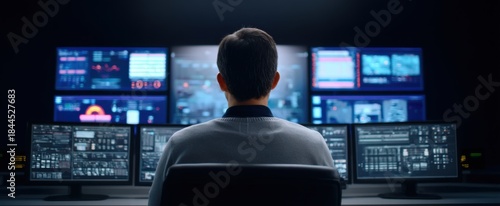 The cybersecurity operations room continuously oversees various threat detection systems.