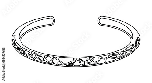 Beautiful hand drawn cuff bangle with mosaic pattern