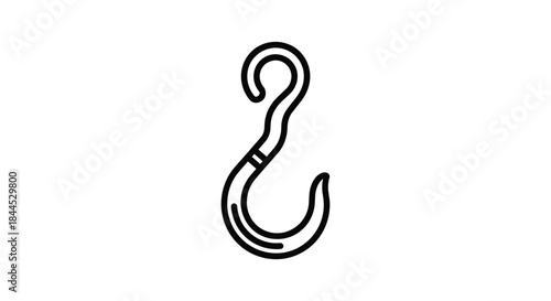 Simple black hook icon on white background