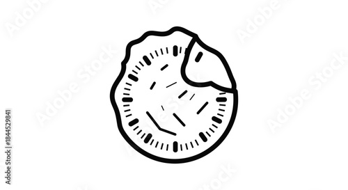 Simple line drawing of a kiwi fruit slice