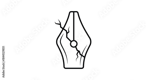 Broken fountain pen nib with cracked surface