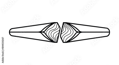 Detailed illustration of a broken object with internal patterns