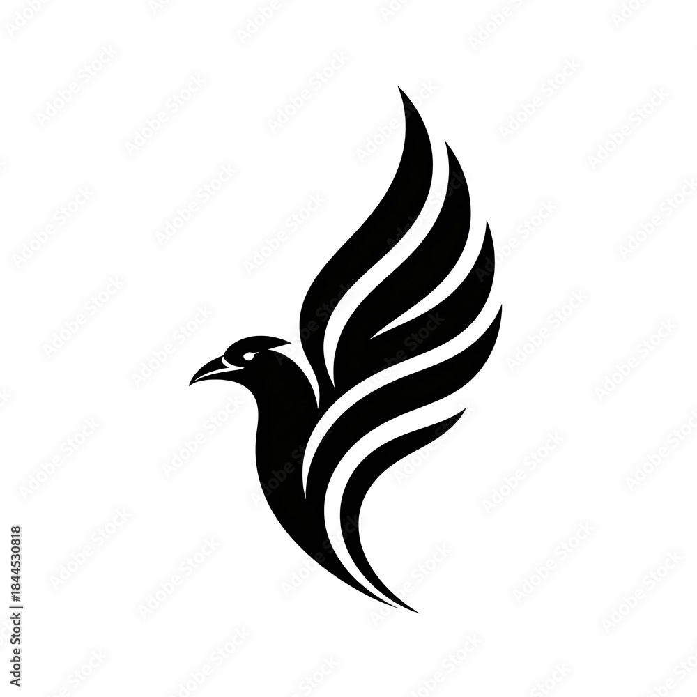 Fototapeta premium Bold Black and White Eagle or Phoenix Logo Design