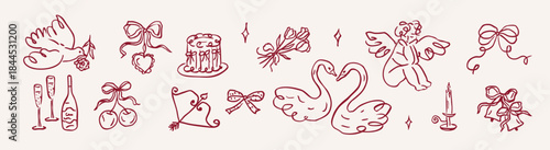 Romantic whimsical Valentine's day elements collection