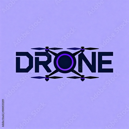 DRONE Text with Drone Icon in Purple and Black Design