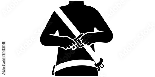 Mandatory Seatbelt Fasten Safety Icon Silhouette