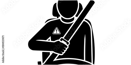 Mandatory Seatbelt Fasten Safety Icon Silhouette