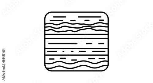 Simple black and white illustration of a rectangular object