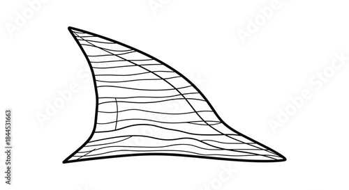 Simple line drawing of a shark fin
