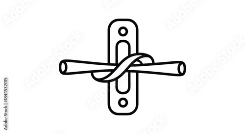 Simple line drawing of a door bolt with a twisted bar