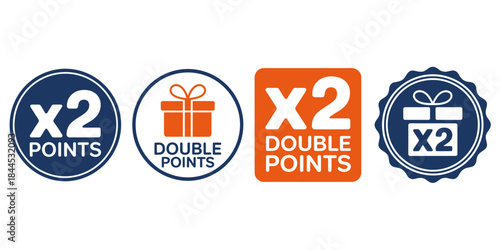 Collection of Double Points Badges for Rewards Programs