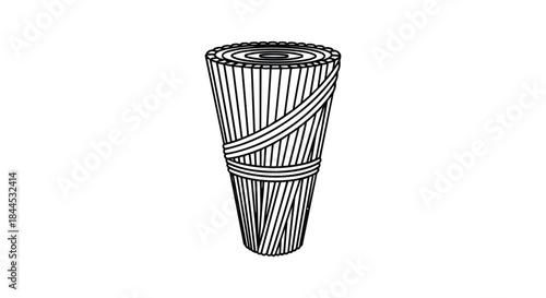 Black and white illustration of a wicker basket