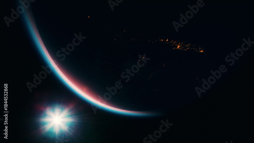 Fotografia sun-bathed Earth captured from the International Space Station in its orbit