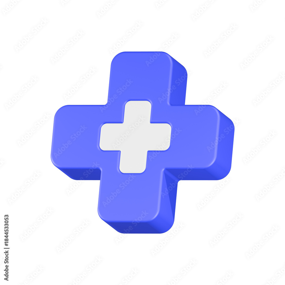 Fototapeta premium cross health 3d rendering icon blue button