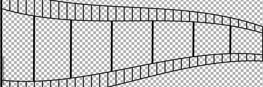 Fototapeta premium film strip icon used for videography elements, cinema reel. Filmstrip with frames, photo and videos for camera. Old white and black film tapes of 35mm. Realistic film strip on white background.