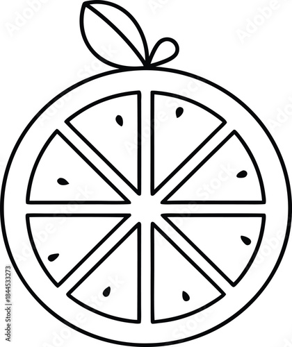 lucky orange outline vector illustration on transparent background