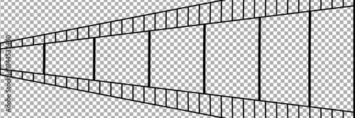 film strip icon used for videography elements, cinema reel. Filmstrip with frames, photo and videos for camera. Old white and black film tapes of 35mm. Realistic film strip on white background.