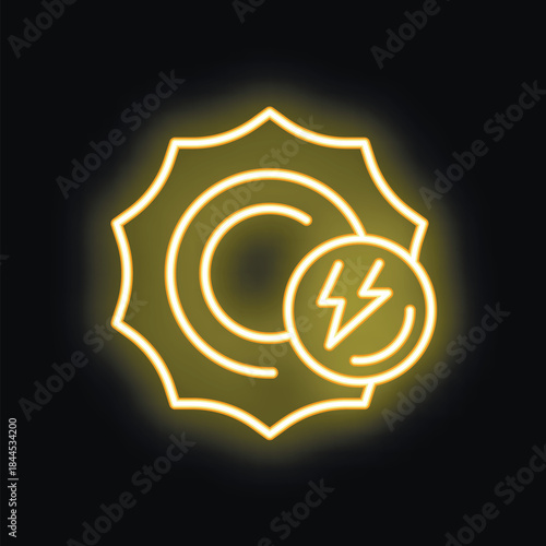 Neon yellow copyright protection sign with a lightning icon symbolizing the importance of safeguarding intellectual property rights