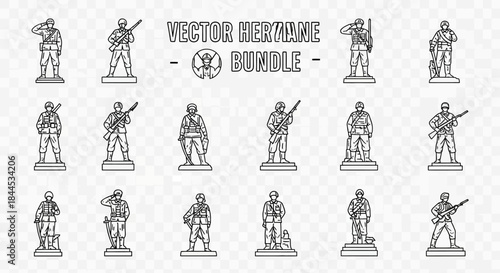 Collection of Soldier Line Art Illustrations for Memorial Day.
