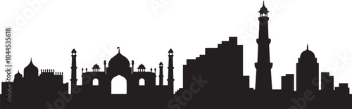 Delhi India skyline silhouette. design Vector black silhouette