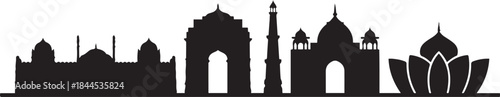 Delhi India skyline silhouette. design Vector black silhouette