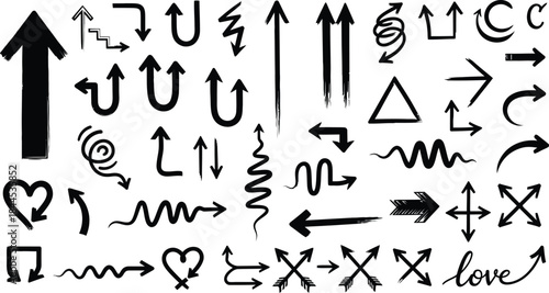 Collection of hand drawn arrows and symbols