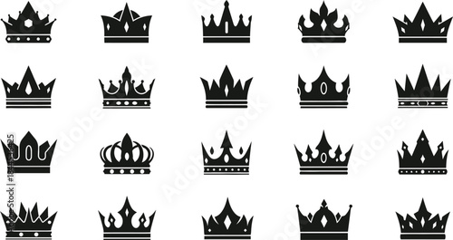Collection of various crown logos and symbols