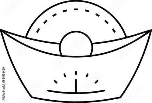 sycee ingot outline vector illustration on transparent background