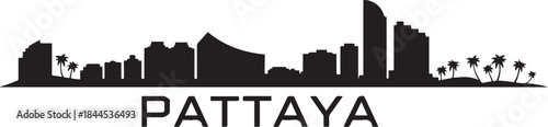 Pattaya Thailand Skyline Cityscape Vector. design Vector black silhouette