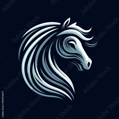 Wallpaper Mural Stylized horse head illustration with elegant flowing mane on dark background Torontodigital.ca