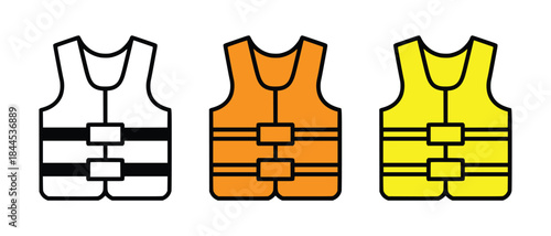 colorful life jackets ready for water safety-vector design