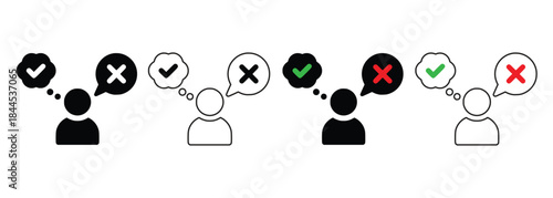 Agreement and Disagreement Concept with Thought Bubbles and Yes No Symbols 