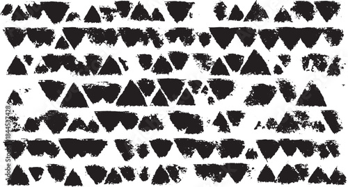 Grunge triangle pattern in black and white. Simple geometric design with distressed texture, ideal for modern vector illustration.