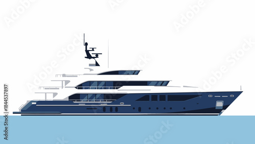 Luxury Yacht at Sea: An eye-level perspective of a sleek, modern yacht elegantly cutting through the tranquil ocean waves, embodying opulence, adventure, and the allure of open water.