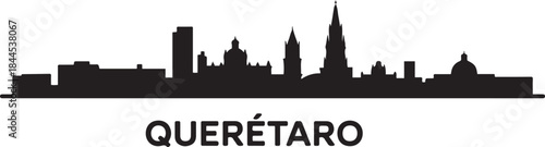 Quertaro Cityscape Skyline with Mexico. design Vector black silhouette