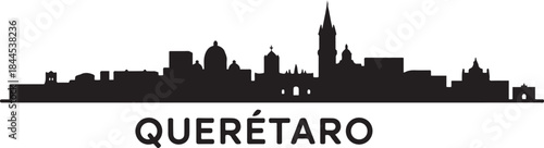 Quertaro Cityscape Skyline with Mexico. design Vector black silhouette
