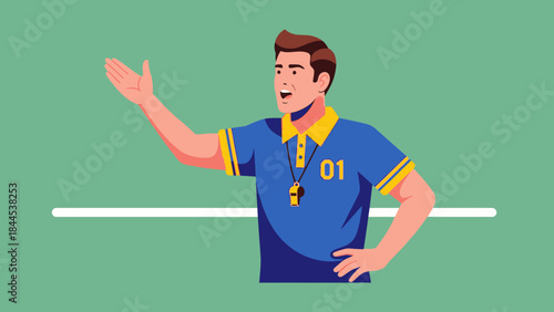 Animated Coaching: A graphic depiction of a coach, confidently gesturing during a lesson. The coach radiates expertise and encouragement.